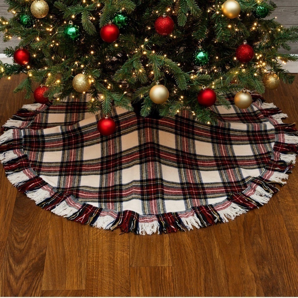 NEW THE CHRISTMAS SHOPPE RUSTIC PLAID TREE SKIRT